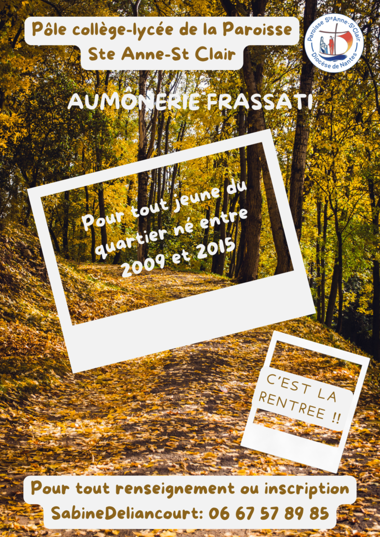 Aumônerie FRASSATI : inscription pour l&rsquo;année 2026-2027